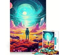 Jigsaw 1000 Pieces for Teenagers Astronaut Lost on Alien Planet Seamless Fit Art Brain Game Gift Rest Time Play Christmas Leisure Art (50x75cm)