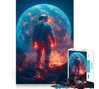 Jigsaw 1000 Pieces for Teenagers Astronaut on A Volcanic Planet Clean Edge Game Thinking Game Play Slow Play Fun Birthday Activity (38x26cm)