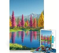 Jigsaw 1000 Pieces for Teenagers Autumn Forest Reflection Seamless Fit Art Brain Game Gift Rest Time Play Christmas Leisure Art (38x52cm)