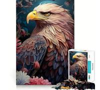 Jigsaw 1000 Pieces for Teenagers Bald Eagle Among Flowers Clean Edge Game Thinking Game Play Slow Play Fun Birthday Activity (38x52cm)