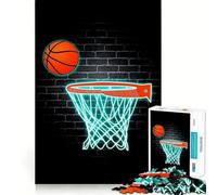Jigsaw 1000 Pieces for Teenagers Basketball Neon Sport Neat Cut Decor Brain Exercise Toy Peace Game Play Christmas Fun Gift (50x75cm)