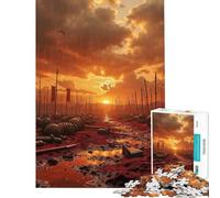 Jigsaw 1000 Pieces for Teenagers Battlefield Aftermath with Red Flags Fun Activities at Home Pattern Assembly Educational Game for 14+ Puzzle Game Offered (38x52cm)