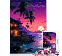 Jigsaw 1000 Pieces for Teenagers Beach House Pixel Art Puzzles for Teenagers Difficult Hard for Birthday, Chrismas for Is Ideal As A Gifts (38x26cm)