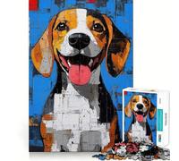 Jigsaw 1000 Pieces for Teenagers Beagle Portrait Painting Exact Edge Art Problem Solve Fun Cozy Time Game Xmas Art Display (38x52cm)
