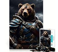 Jigsaw 1000 Pieces for Teenagers Bear Armor Fighting Exact Edge Art Problem Solve Fun Cozy Time Game Xmas Art Display (50x75cm)