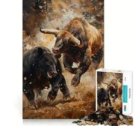 Jigsaw 1000 Pieces for Teenagers Bear VS Bull Crypto Trade Exact Edge Art Problem Solve Fun Cozy Time Game Xmas Art Display (50x75cm)