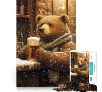 Jigsaw 1000 Pieces for Teenagers Bear's Winter Brew Exact Edge Art Problem Solve Fun Cozy Time Game Xmas Art Display (50x75cm)