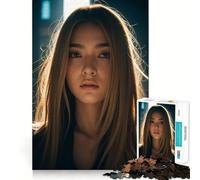 Jigsaw 1000 Pieces for Teenagers Beautiful American Girl Exact Edge Art Problem Solve Fun Cozy Time Game Xmas Art Display (38x26cm)