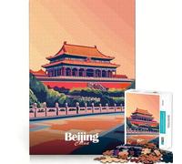 Jigsaw 1000 Pieces for Teenagers Beijing Forbidden City Illustration Neat Cut Decor Brain Exercise Toy Peace Game Play Christmas Fun Gift (38x52cm)
