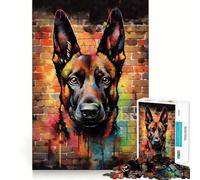 Jigsaw 1000 Pieces for Teenagers Belgian Malinois Graffiti Neat Cut Decor Brain Exercise Toy Peace Game Play Christmas Fun Gift (38x26cm)