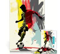 Jigsaw 1000 Pieces for Teenagers Belgium Soccer Player Silhouette Exact Edge Art Problem Solve Fun Cozy Time Game Xmas Art Display (50x75cm)