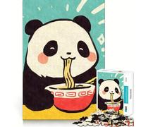 Jigsaw 1000 Pieces for Teenagers Big Cute Panda Eating Ramen Neat Cut Decor Brain Exercise Toy Peace Game Play Christmas Fun Gift (50x75cm)
