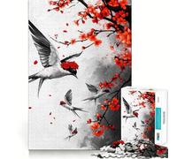 Jigsaw 1000 Pieces for Teenagers Birds And Blossoms in Flight Neat Cut Decor Brain Exercise Toy Peace Game Play Christmas Fun Gift (38x26cm)
