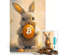Jigsaw 1000 Pieces for Teenagers Bitcoin Bunny Crypto Rabbit Neat Cut Decor Brain Exercise Toy Peace Game Play Christmas Fun Gift (50x75cm)