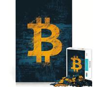 Jigsaw 1000 Pieces for Teenagers Bitcoin Symbol Neat Cut Decor Brain Exercise Toy Peace Game Play Christmas Fun Gift (50x75cm)