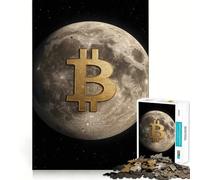 Jigsaw 1000 Pieces for Teenagers Bitcoin to The Moon! Exact Edge Art Problem Solve Fun Cozy Time Game Xmas Art Display (50x75cm)