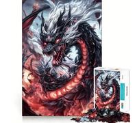 Jigsaw 1000 Pieces for Teenagers Black Dragon with Red Eyes Precise Cut Art, Brain Exercise Toy, Relax Play Time, Birthday Fun Play (38x26cm)