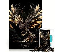 Jigsaw 1000 Pieces for Teenagers Black Gold Phoenix Precise Cut Art, Brain Exercise Toy, Relax Play Time, Birthday Fun Play (50x75cm)