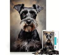 Jigsaw 1000 Pieces for Teenagers Black Miniature Schnauzer Portrait Precise Cut Art, Brain Exercise Toy, Relax Play Time, Birthday Fun Play (38x26cm)