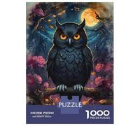 Jigsaw 1000 Pieces for Teenagers Black Owl Under Full Moon Jigsaws for Adults Brain Teaser Game Pattern Assembly Birthday And Unique Gifts 38x26cm/1000pcs