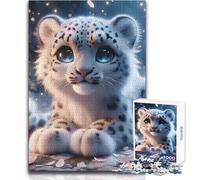 Jigsaw 1000 Pieces for Teenagers Blissful Snow Leopard Ideal for Cozy Downtime Fine Precision Die Cut Play Toy Size 38x26cm