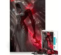 Jigsaw 1000 Pieces for Teenagers Bloody Angel with Sword in Cathedral Precise Cut Art, Brain Exercise Toy, Relax Play Time, Birthday Fun Play (38x26cm)