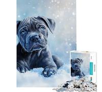 Jigsaw 1000 Pieces for Teenagers Blue Cane Corso Puppy in Snow Help The Brain Exercise Wall Art Home Decoration Toys Suitable for People Aged 14 And Above (38x52cm)
