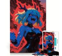 Jigsaw 1000 Pieces for Teenagers Blue Demon Girl in Ruined City Precise Cut Art, Brain Exercise Toy, Relax Play Time, Birthday Fun Play (50x75cm)