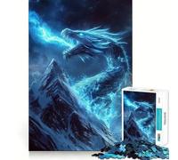 Jigsaw 1000 Pieces for Teenagers Blue Dragon on Mountain Precise Cut Art, Brain Exercise Toy, Relax Play Time, Birthday Fun Play (50x75cm)