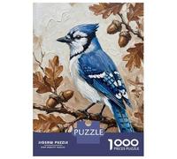 Jigsaw 1000 Pieces for Teenagers Blue Jay on Oak Branch with Acorns Jigsaw for Adults Hands-on Game Difficult Challenge Difficult And Challenge 52x38cm/1000pcs