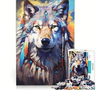 Jigsaw 1000 Pieces for Teenagers Boho Spiritual Wolf, Educational Game, Train Your Brain And Hands, Gifts for Friends And Family 38x26cm