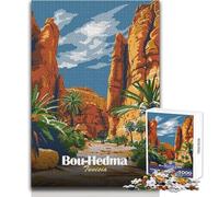 Jigsaw 1000 Pieces for Teenagers Bou-Hedma Tunisia Travel Poster Hand Speed Race Brain Teaser Game Great Gift for Games (size 38x52cm)