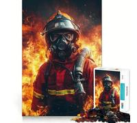 Jigsaw 1000 Pieces for Teenagers Brave Firefighter in Action - Sharp Cut Craft Mental Exercise Fun Chill Time Play Birthday Activity (38x26cm)