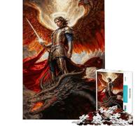 Jigsaw 1000 Pieces for Teenagers Breaker of Chains, Binder of Demons Archangel Michael Jigsaws for Adults Family Games Pattern Assembly Birthday And Unique Gifts (Size 50x75cm)