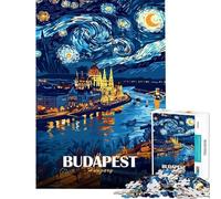 Jigsaw 1000 Pieces for Teenagers Budapest Hungary Starry Night Art Jigsaw for Adults Hands-on Game Home Decoration Parent-child Interaction (Size 38x26cm)