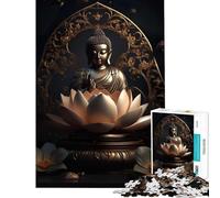 Jigsaw 1000 Pieces for Teenagers Buddha Lotus Leaf Gold Brain Intelligence Challenge Addictive Toys Relaxing Games Wall Art Great Gifts And Toys (Size 38x26cm)