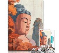 Jigsaw 1000 Pieces for Teenagers Buddha Statue in Autumn Toy Intellectual Game Home Decoration Toy Wall Decor (size 50x75cm)