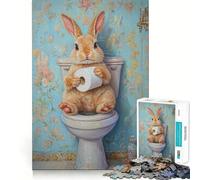 Jigsaw 1000 Pieces for Teenagers Bunny on The Throne Precise Edge Art Mind Training Fun Quiet Game Time Birthday Art Gift (50x75cm)