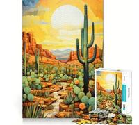 Jigsaw 1000 Pieces for Teenagers Cactus Desert Sunset Precise Edge Art Mind Training Fun Quiet Game Time Birthday Art Gift (50x75cm)