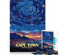 Jigsaw 1000 Pieces for Teenagers Cape Town South Africa Night Sky Precise Edge Art Mind Training Fun Quiet Game Time Birthday Art Gift (38x26cm)