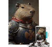 Jigsaw 1000 Pieces for Teenagers Capybara Knight Fantasy Armor Animal Challenging To Complete Perfect Decoration AntiStress Toys for And from 14 Years And over (50X75cm)