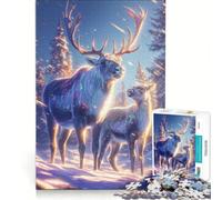 Jigsaw 1000 Pieces for Teenagers Caribou Mother And Calf, Impossible Game, Difficult Challenge, Gifts for Friends And Family 38x26cm