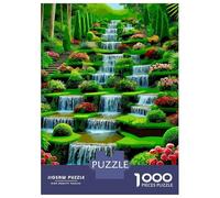 Jigsaw 1000 Pieces for Teenagers Cascading Waterfall Garden with Swans Puzzles for Adults Hands-on Game Enhance Memory Birthday And Unique Gifts 38x26cm/1000pcs