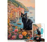 Jigsaw 1000 Pieces for Teenagers Cat by The Sea Precise Edge Art Mind Training Fun Quiet Game Time Birthday Art Gift (50x75cm)