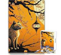 Jigsaw 1000 Pieces for Teenagers Cat Cherry Blossom Japan Hand Speed Race Brain Teaser Game Great Gift for Games (size 50x75cm)
