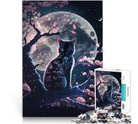 jigsaw 1000 pieces for teenagers Cat Cherry Blossoms Trainieren Sie Ihr Gehirn und Ihre Hände Geschenkideen38x26cm