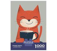 Jigsaw 1000 Pieces for Teenagers Cat Drinking Coffee Smile Jigsaws for Adults Relax Games Birthday Present Unique Gifts for Birthday And Christmas 70x50cm/1000pcs