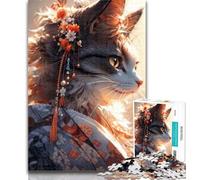 Jigsaw 1000 Pieces for Teenagers Cat Japan Kimono Toy Intellectual Game Home Decoration Toy Wall Decor (size 38x26cm)
