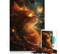 Jigsaw 1000 Pieces for Teenagers Cat of The Cosmos - Exact Edge Art Smart Mind Activity Cozy Time Game Birthday Art Gift (50x75cm)