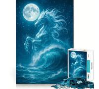 Jigsaw 1000 Pieces for Teenagers Celestial Horse Rising from The Ocean Fine Joint Fun Brain Teasing Play Cozy Game Play Birthday Game Gift (38x52cm)
